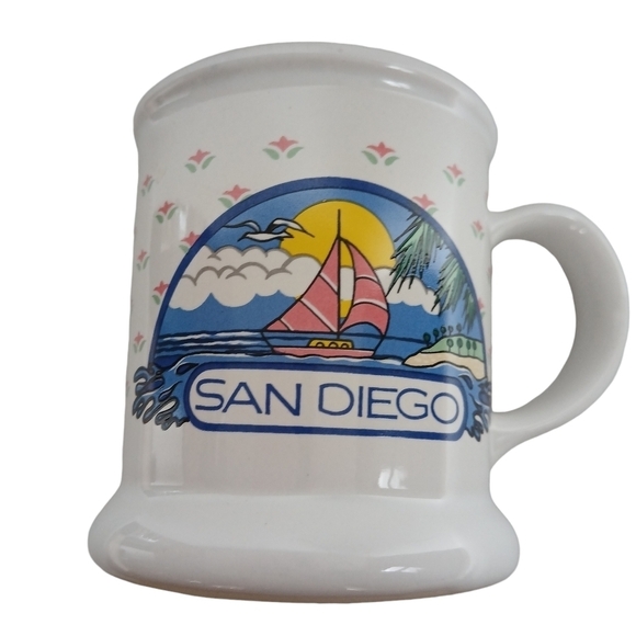 Vintage 90's Mug Coffee San Diego Country Farm Style Sunset Sailboat Theme - Picture 4 of 4